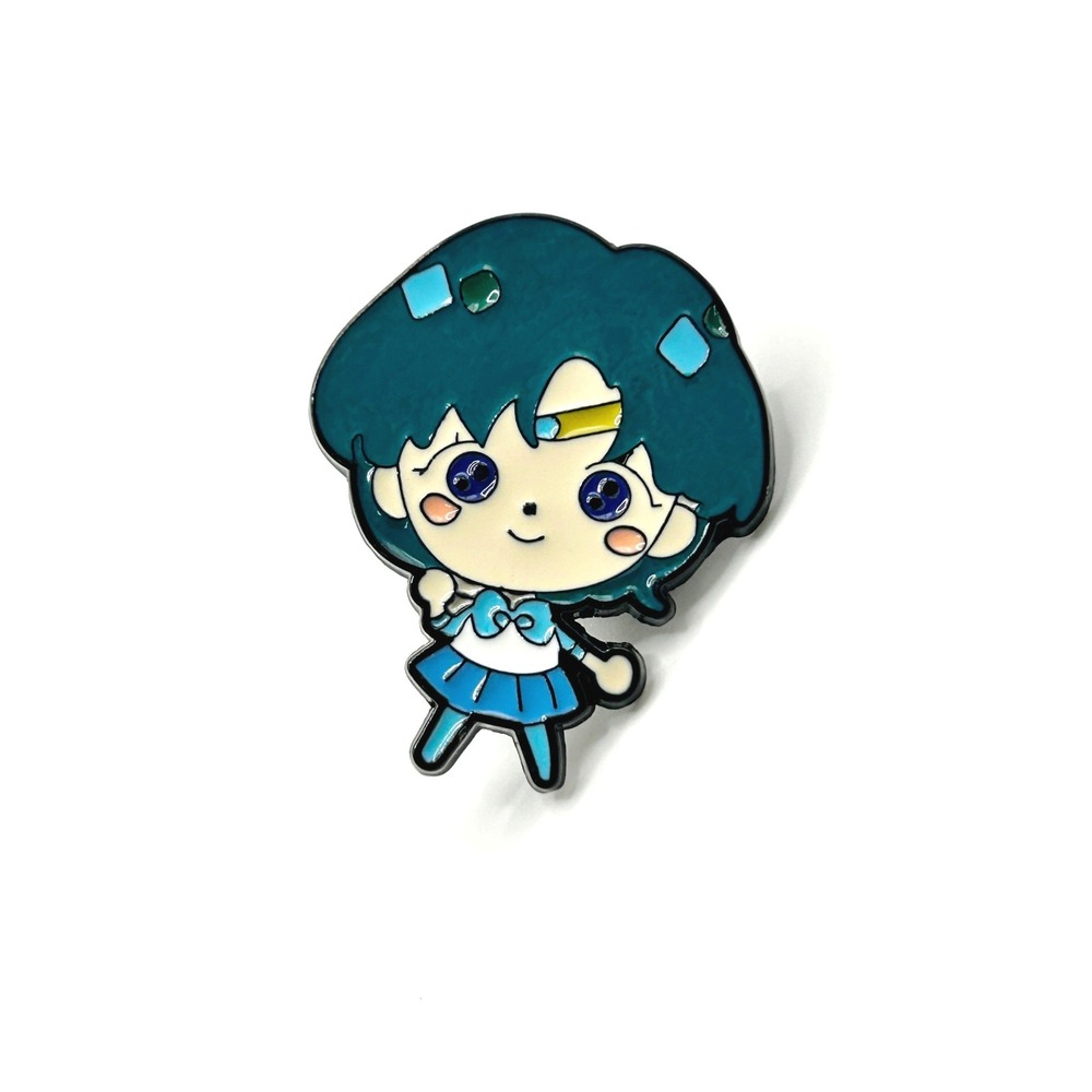 Sailor Mercury Enamel Pin OS Blue Chibi Anime Lapel Hat Accessory Kawaii Gift